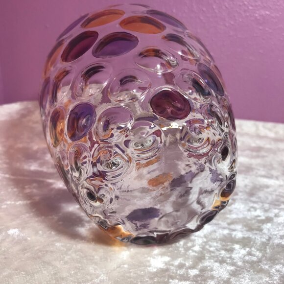 Mid Century Nemo Borske Sklo Czech * Optical Dot Glass Ball Vase Bohemia Crystal - Picture 8 of 11